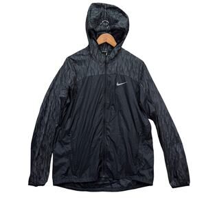 Nike Shield Ghost Flash Black Running Vented Lightweight Hoodie Jacket Large